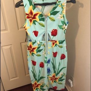 Tropical Floral Dress Peekaboo Dress